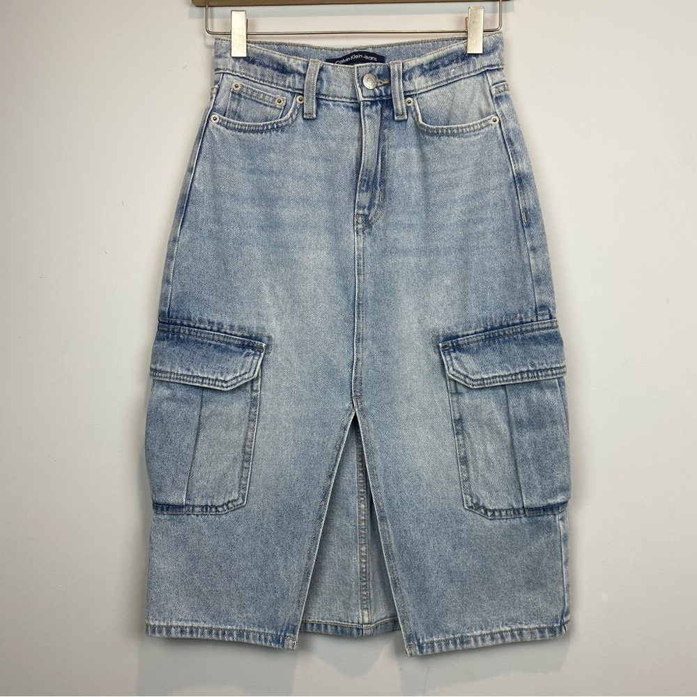 Calvin Klein • cargo denim midi skirt - Picture 4 of 14